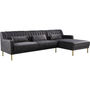 Voir la diapositive 1 : Habitat et Jardin Canapé d'angle en velours  Oliver  - 275 x 161 x 81 cm - 5 places - Gris - Angle droit