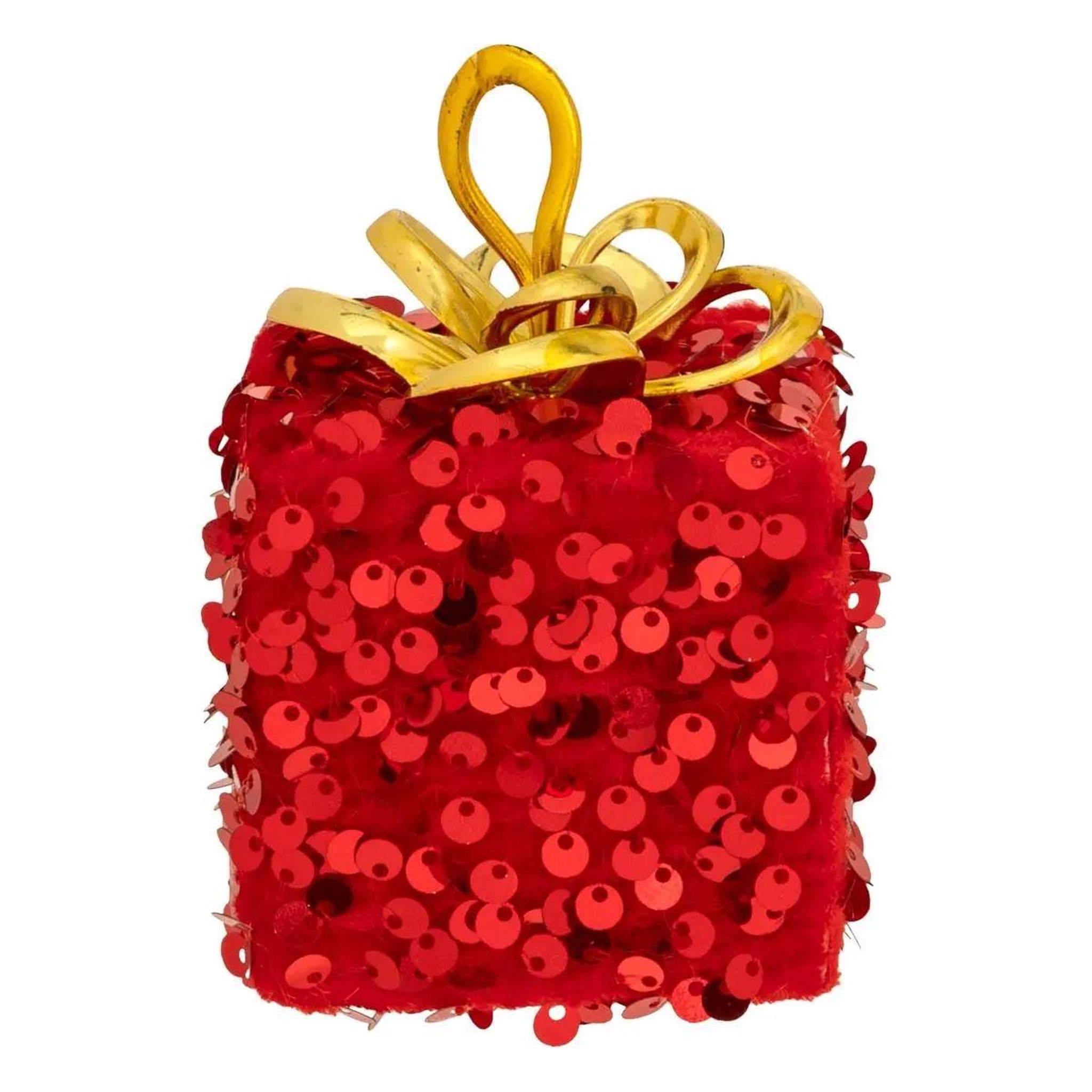 ATMOSPHERA Sujet de noël à sequins  cadeau  10cm rouge