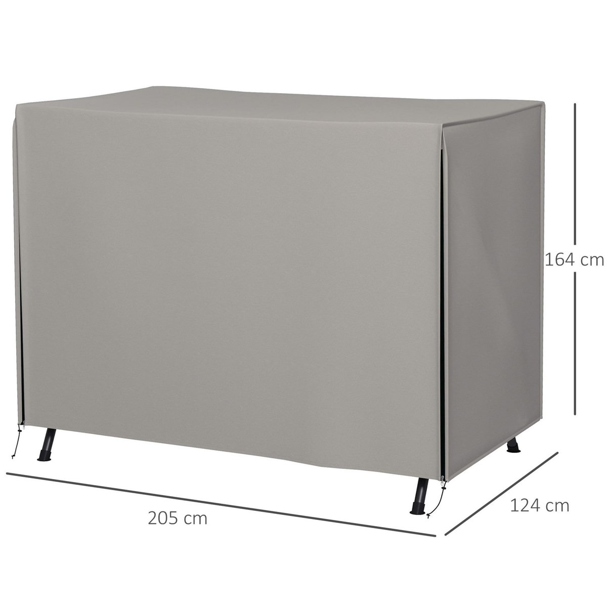 OUTSUNNY Housse de protection balancelle de jardin 3 places bâche étanche dim. 2,05L x 1,24l x 1,64H m polyester PVC haute densité gris