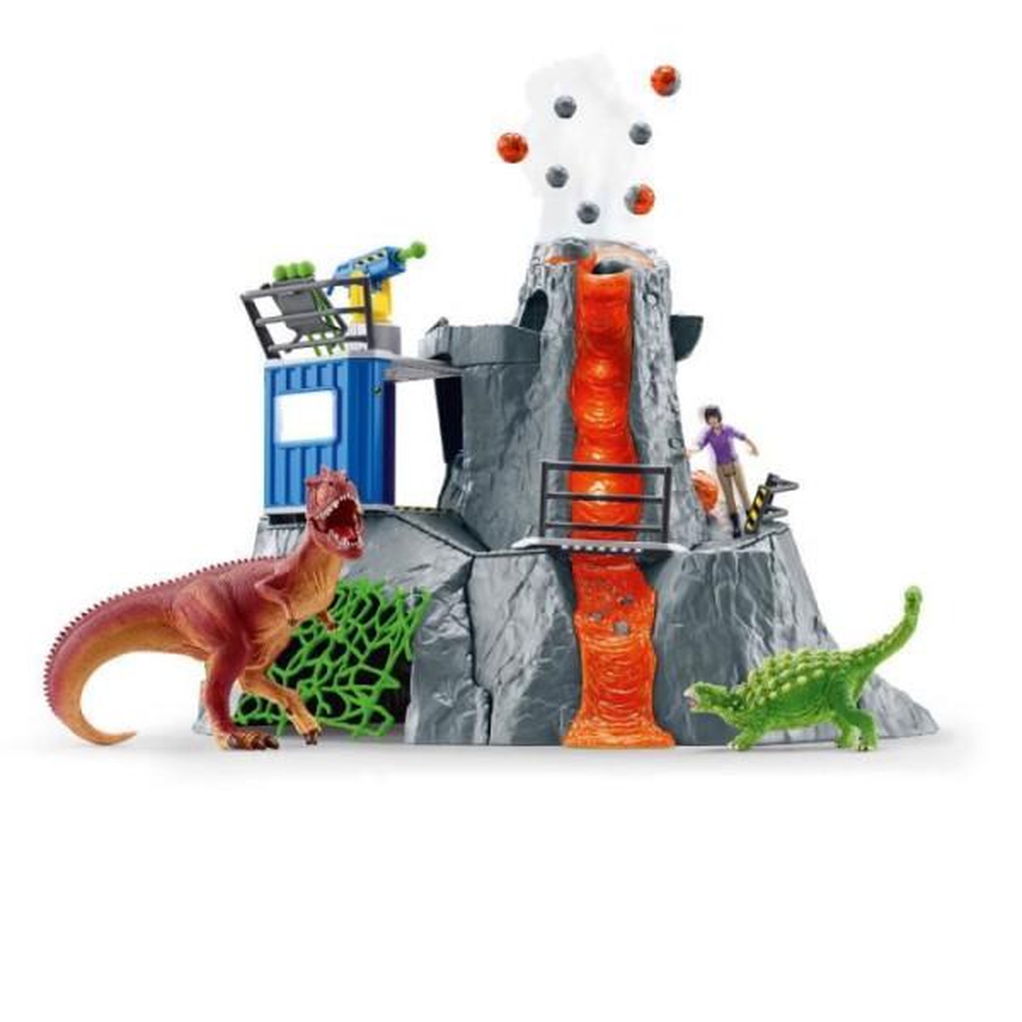 Voir la diapositive 2 : Schleich Expédition au grand Volcan, 1 figurine de chercheuse et 2 jouets dinosaures, Pour enfants des 5 ans, Schleich 42564 DINOSAURS