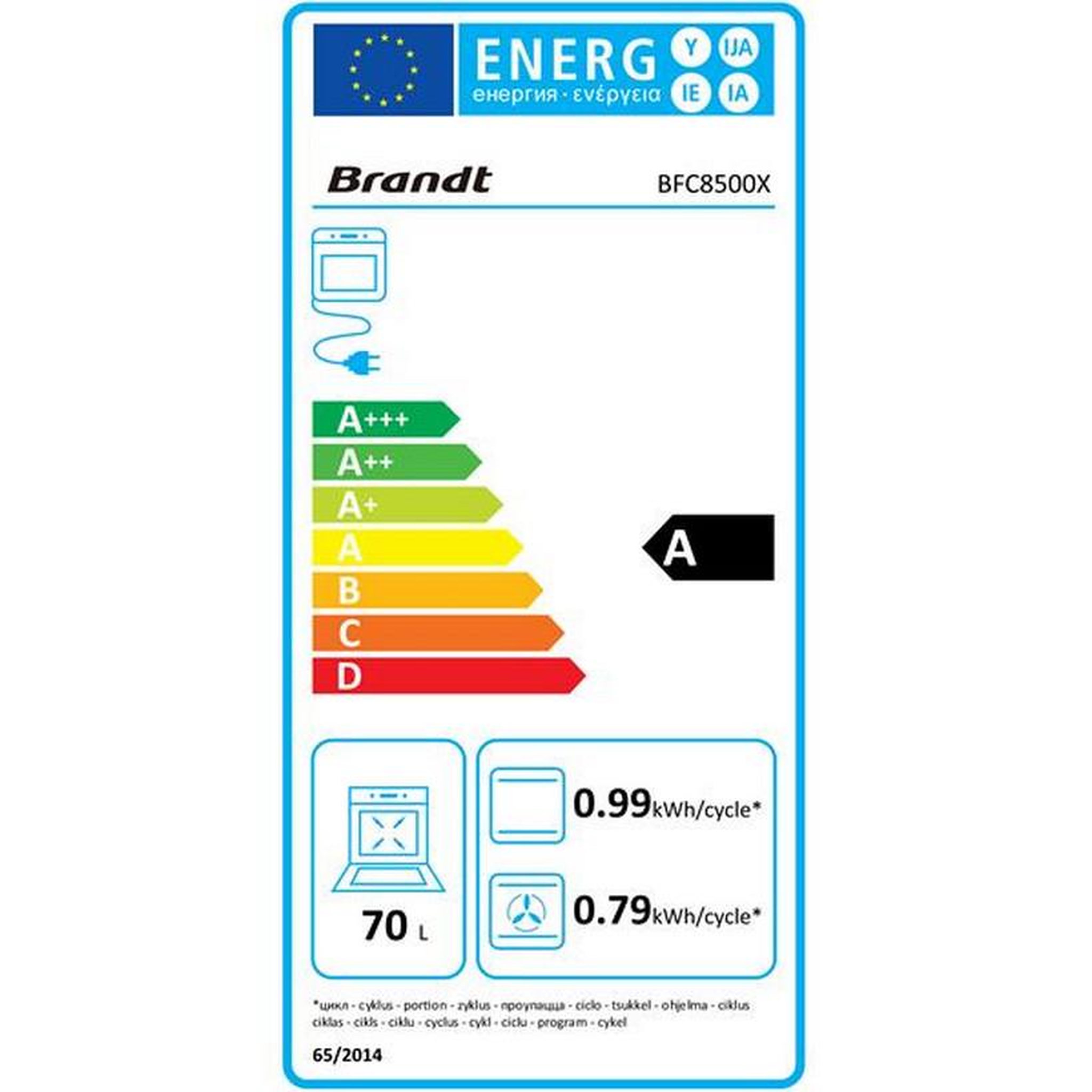 Voir la diapositive 2 : BRANDT Four intégrable multifonction 70l 60cm catalyse - bfc8500x