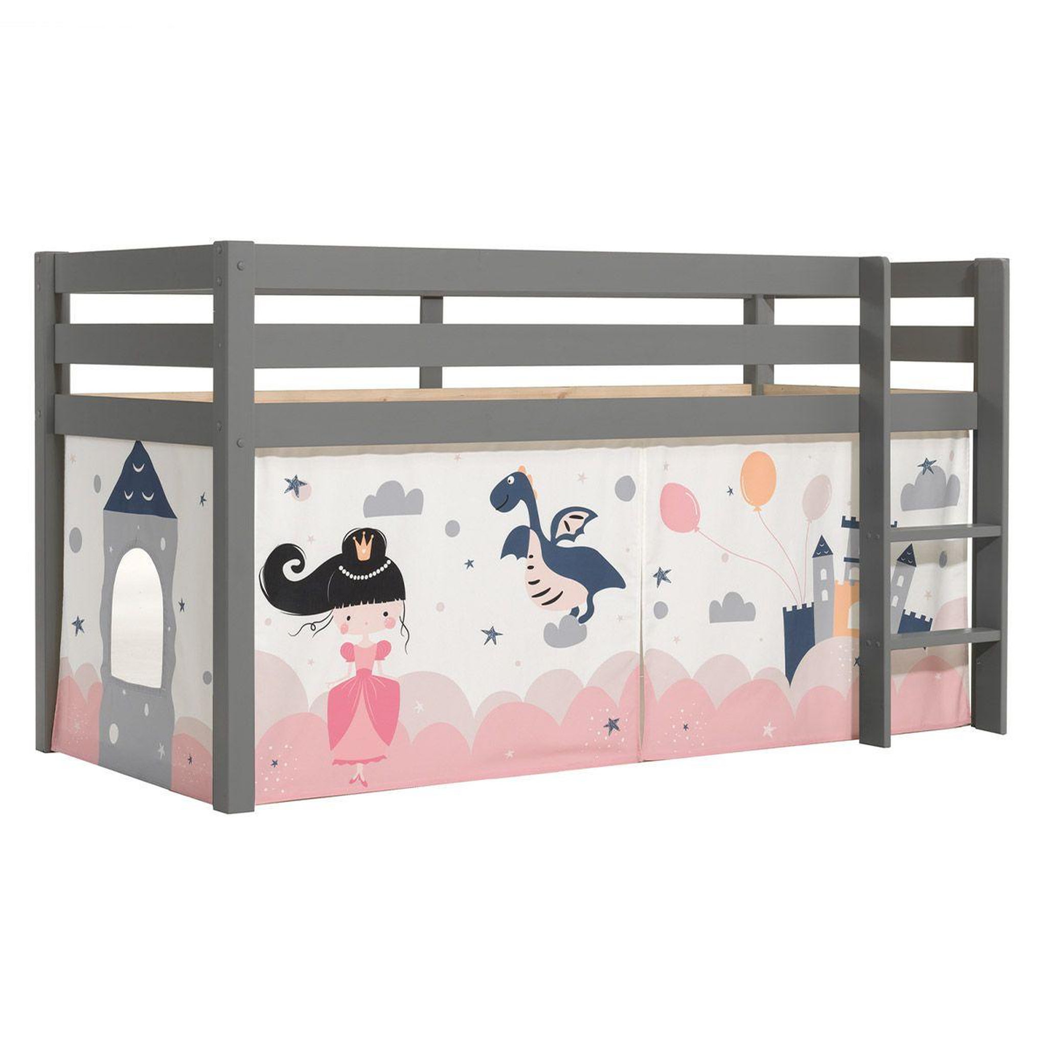 Voir la diapositive 1 : Paris Prix Lit enfant surélevé  pino princesse sophie  90x200cm gris