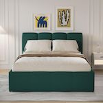 CONCEPT USINE Lit nuage coffre 160x200cm velours vert BALTIMORE