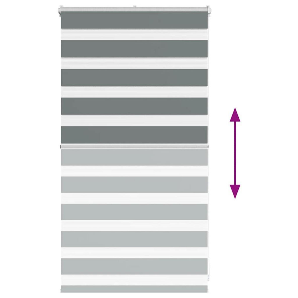 VIDAXL Store zebre gris fonce largeur du tissu 85,9 cm polyester