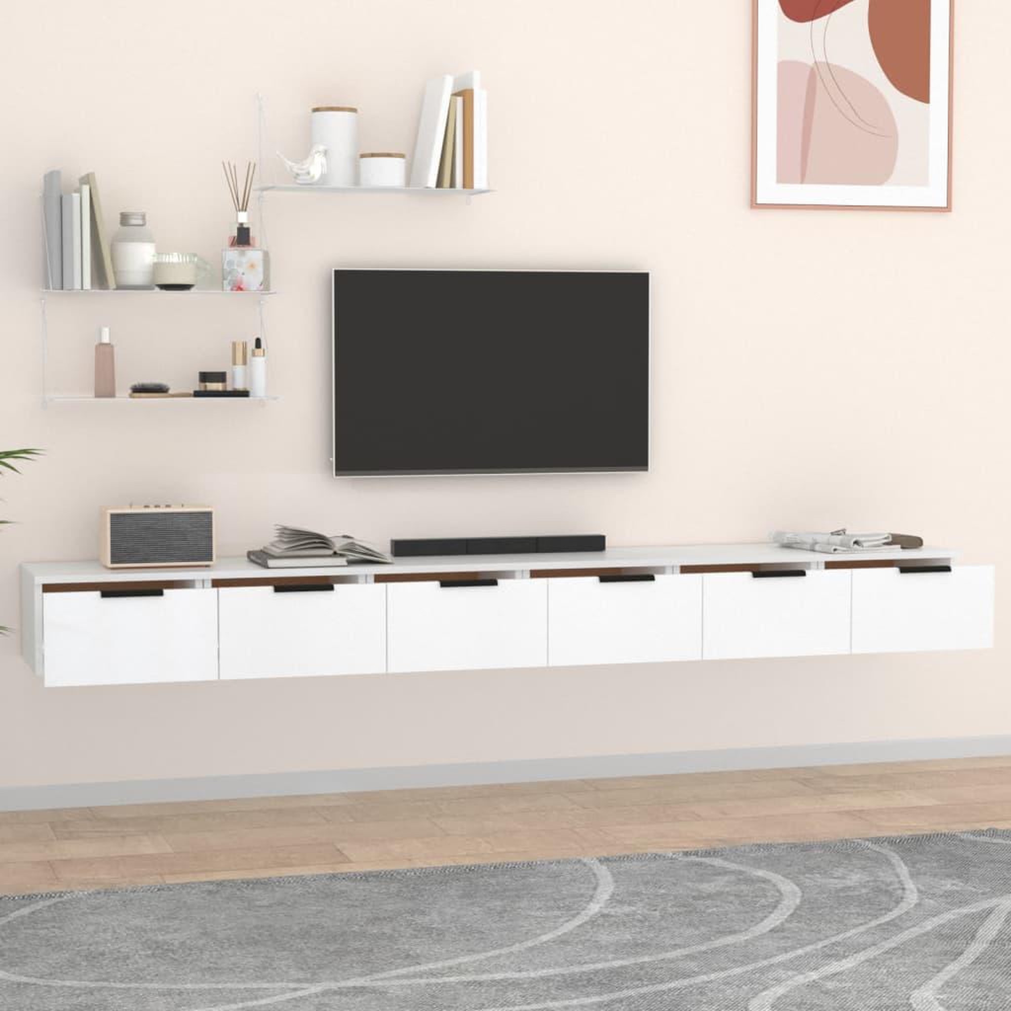 Voir la diapositive 3 : VIDAXL Armoires murales 2 pcs blanc 102x30x20 cm bois d'ingenierie