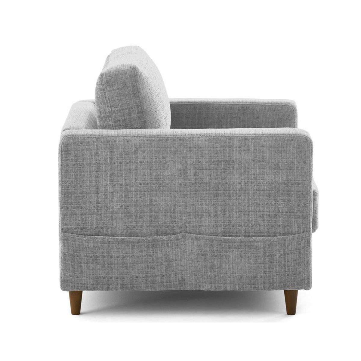 LISA DESIGN Anna - fauteuil avec poche en velours texturé - pieds en bois