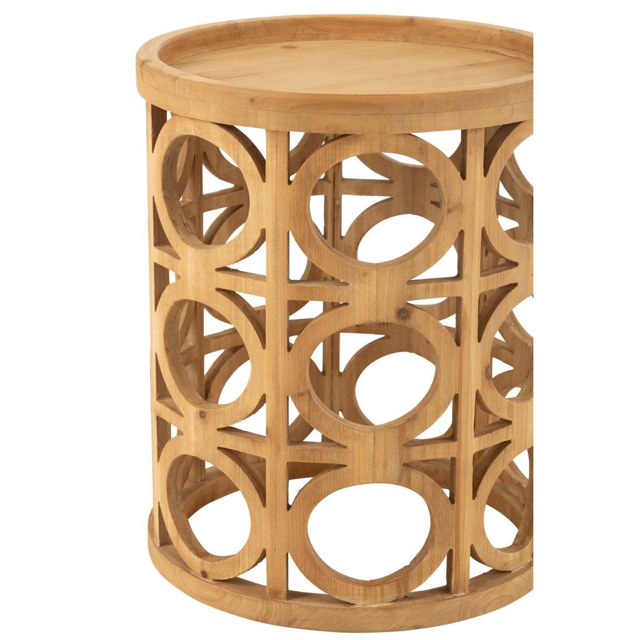 Voir la diapositive 3 : J-LINE Table d'appoint sculptée en bois  charity  49cm naturel