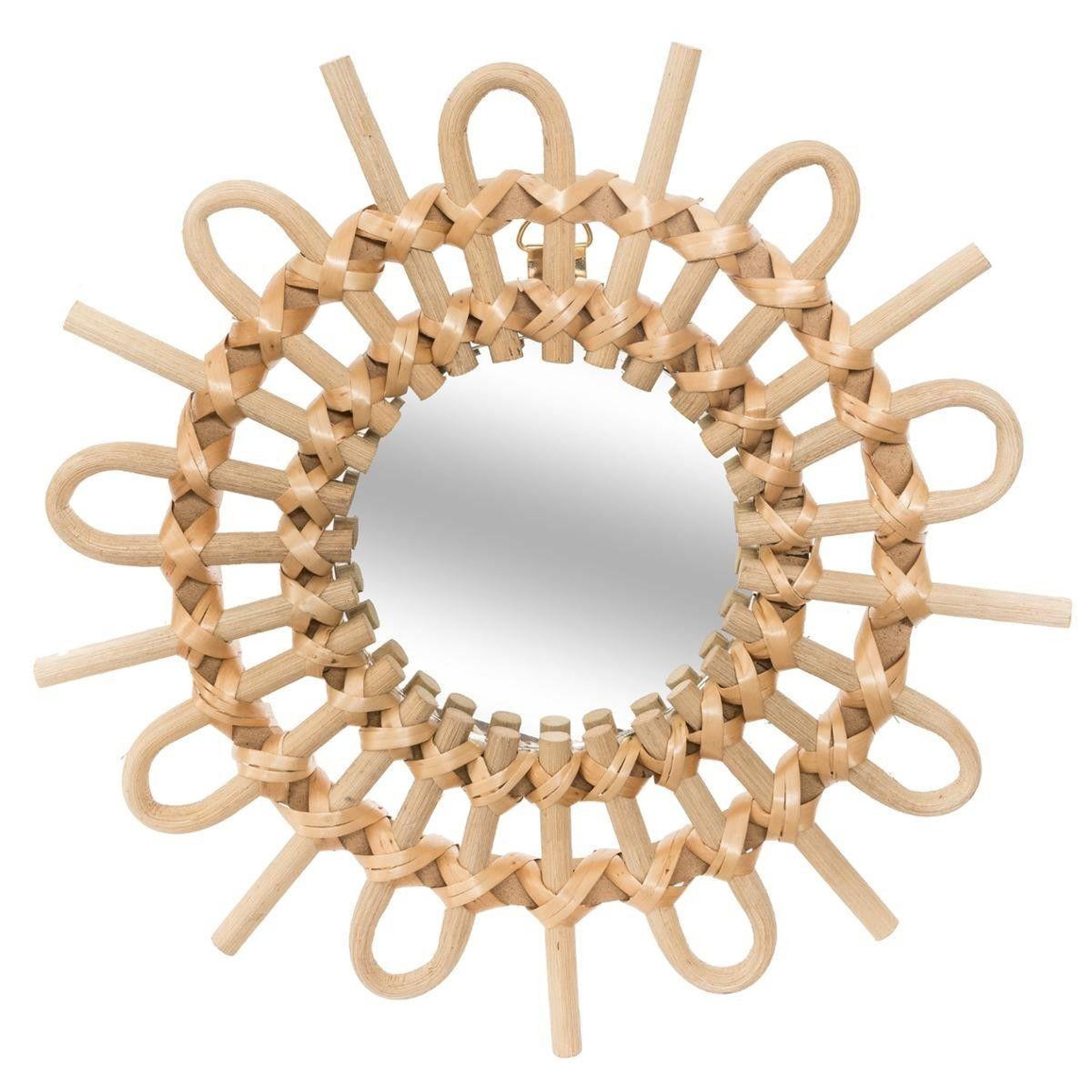 Voir la diapositive 4 : ATMOSPHERA Lot de 3 miroirs muraux rotin  soleil  28cm beige