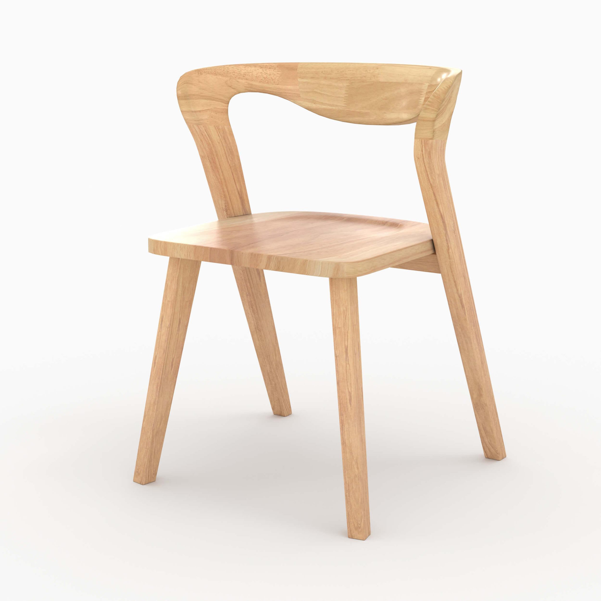MAISON PAVANE Chaise en bois d'hévéa clair, dossier courbé-vega