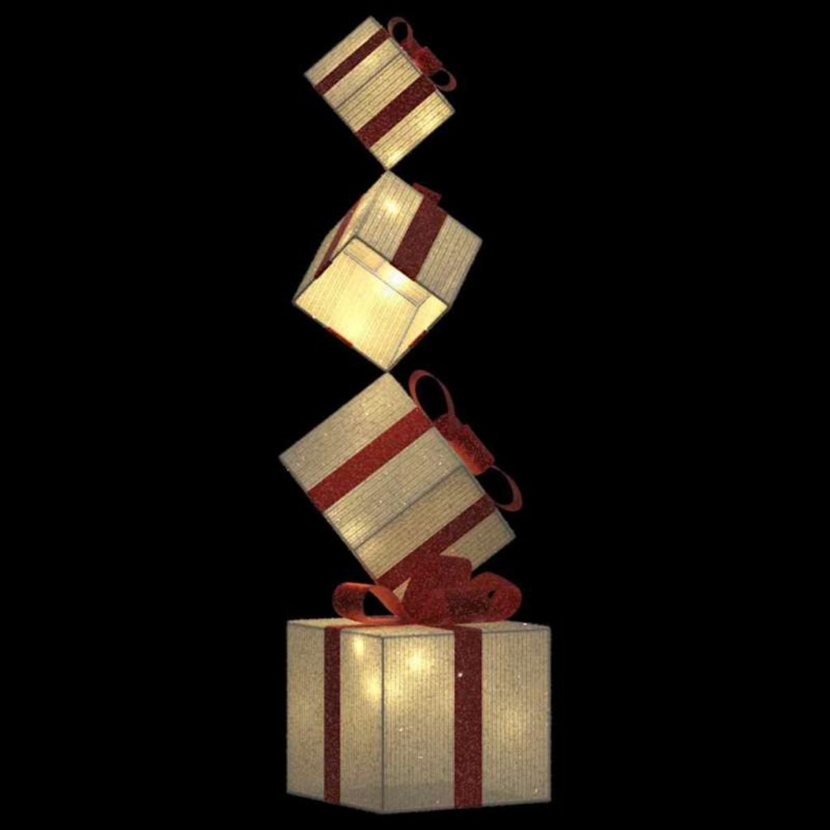 VIDAXL Boîte cadeau de décoration de Noël 80 LED blanc chaud