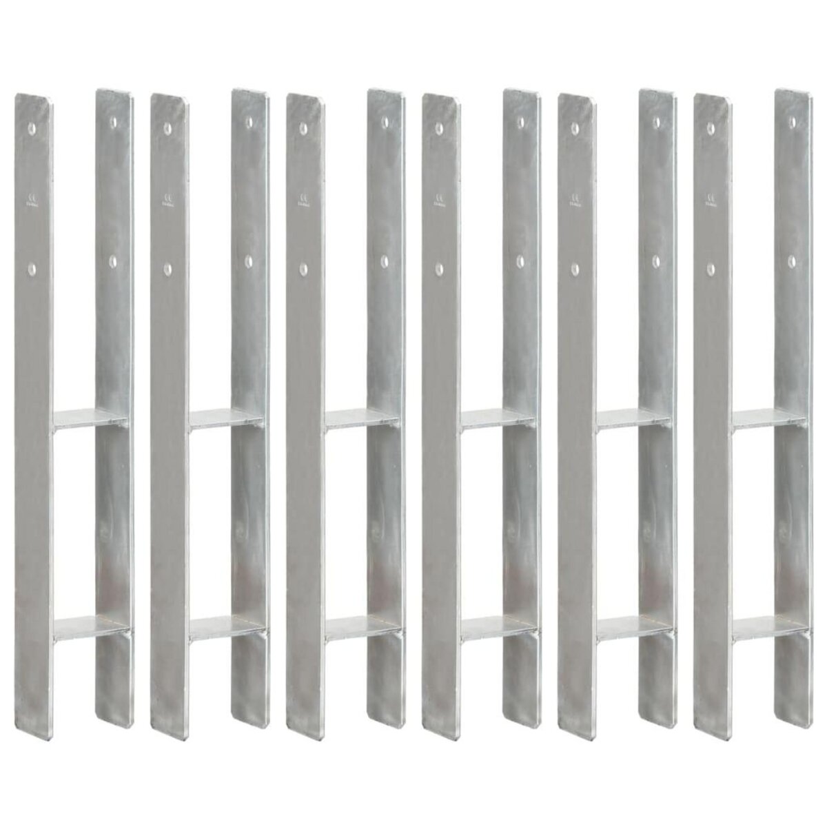 VIDAXL Piquets de cloture 6 pcs Argente 8x6x60 cm Acier galvanise