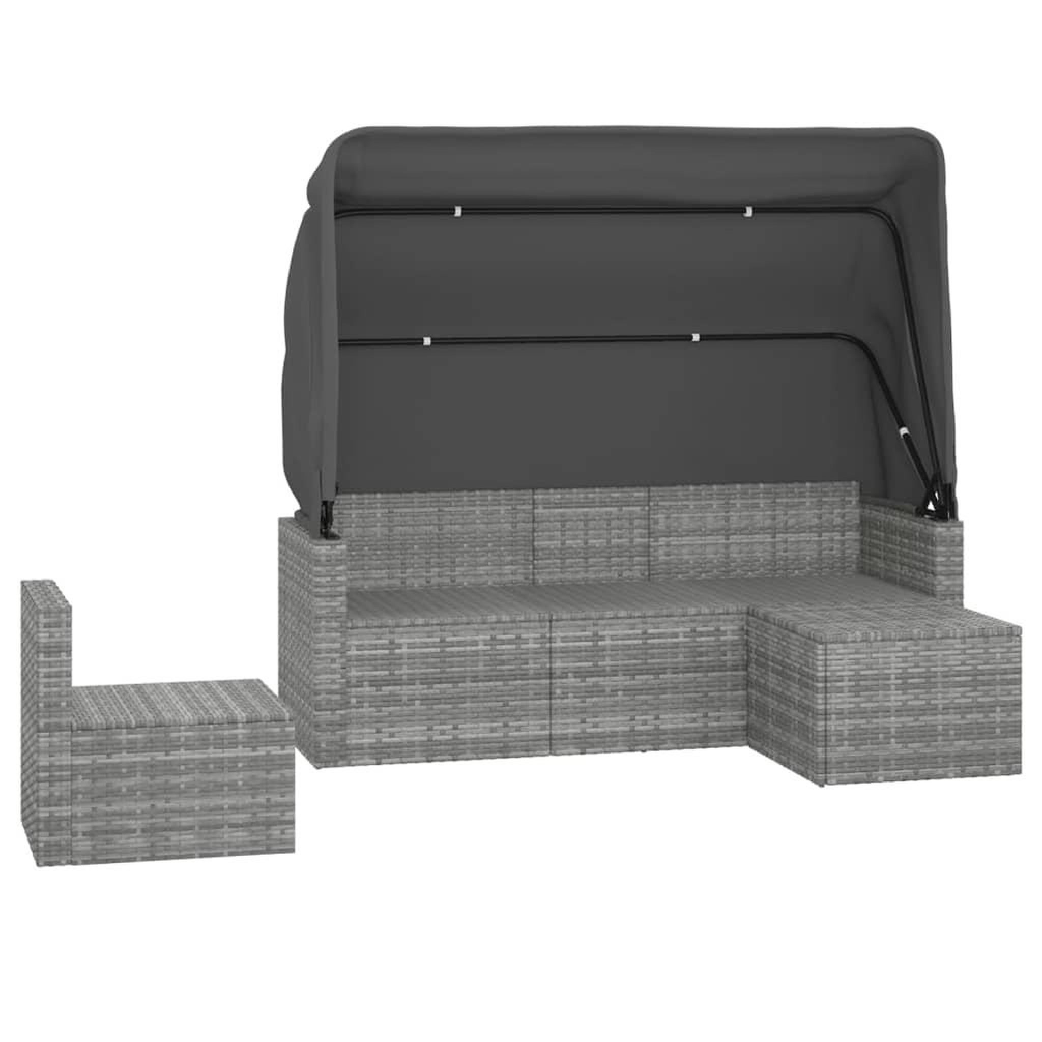 Voir la diapositive 4 : VIDAXL Salon de jardin 4 pcs avec coussins gris resine tressee