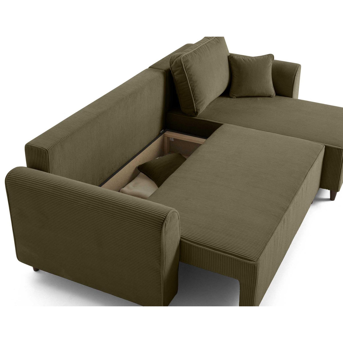 BEST MOBILIER Saphir - canapé d'angle réversible 4 places - convertible avec coffre - en velours côtelé