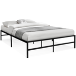 ID MARKET Cadre de lit double TULSA 140x190 cm sommier plateforme en métal noir 35 cm