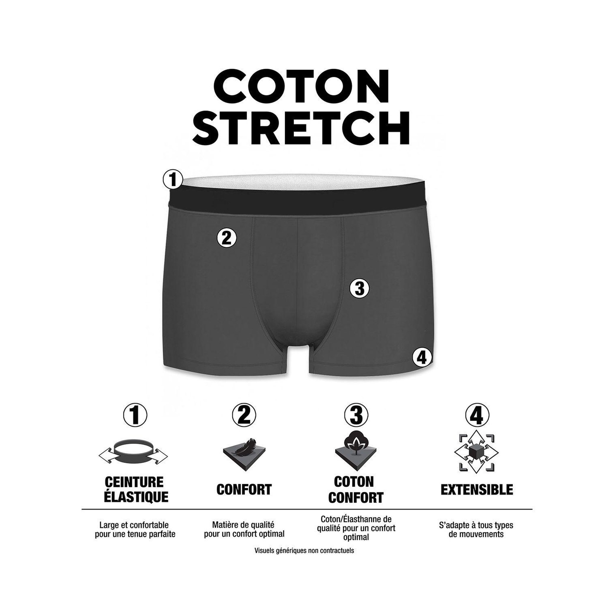 Voir la diapositive 2 : Airness Airness lot de 5 boxers homme en coton colorés starter