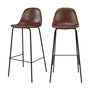 Voir la diapositive 1 : Rendez vous déco Lot de 2 chaises de bar 75 cm en cuir synthétique marron-Henrik