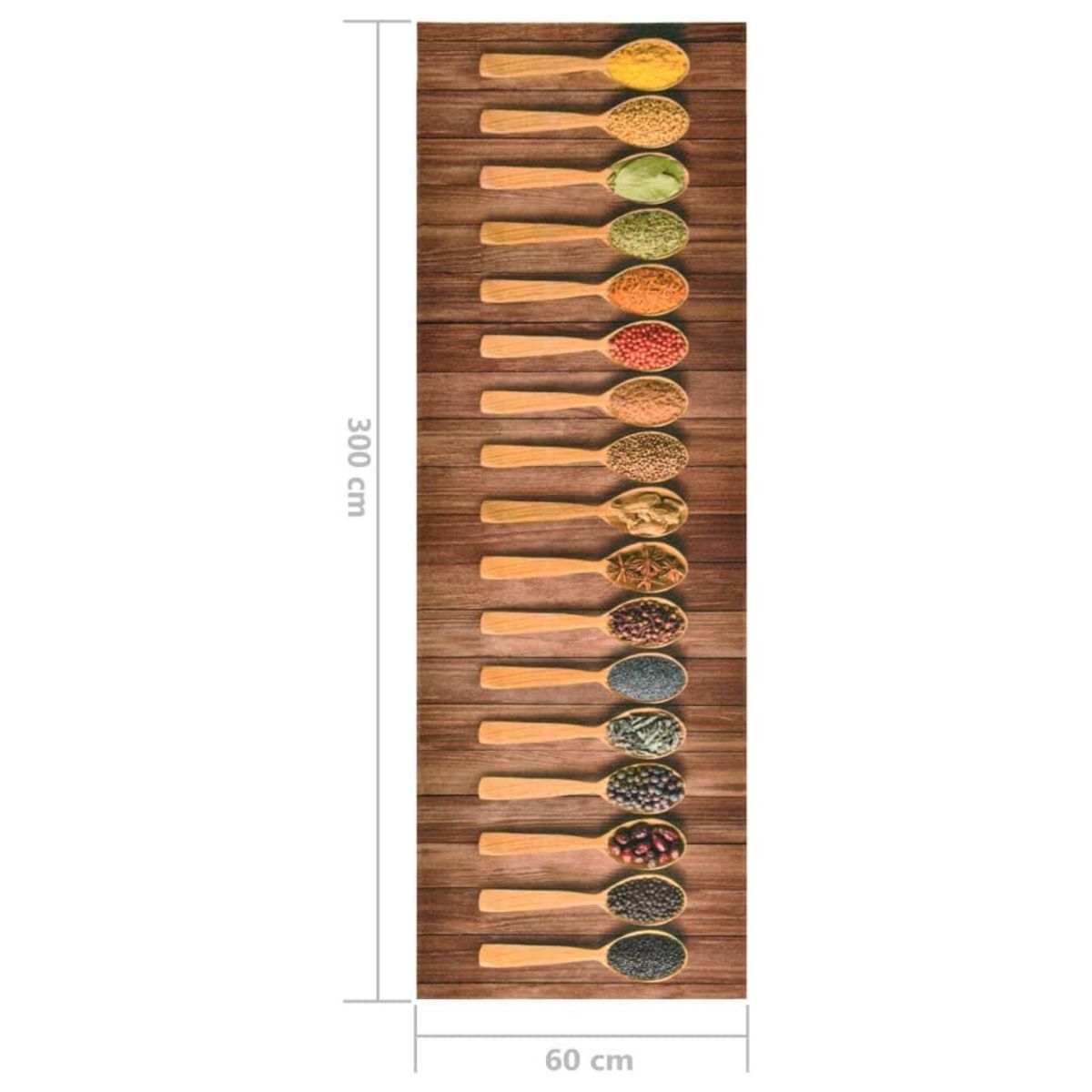 VIDAXL Tapis de cuisine lavable Cuilleres 60x300 cm