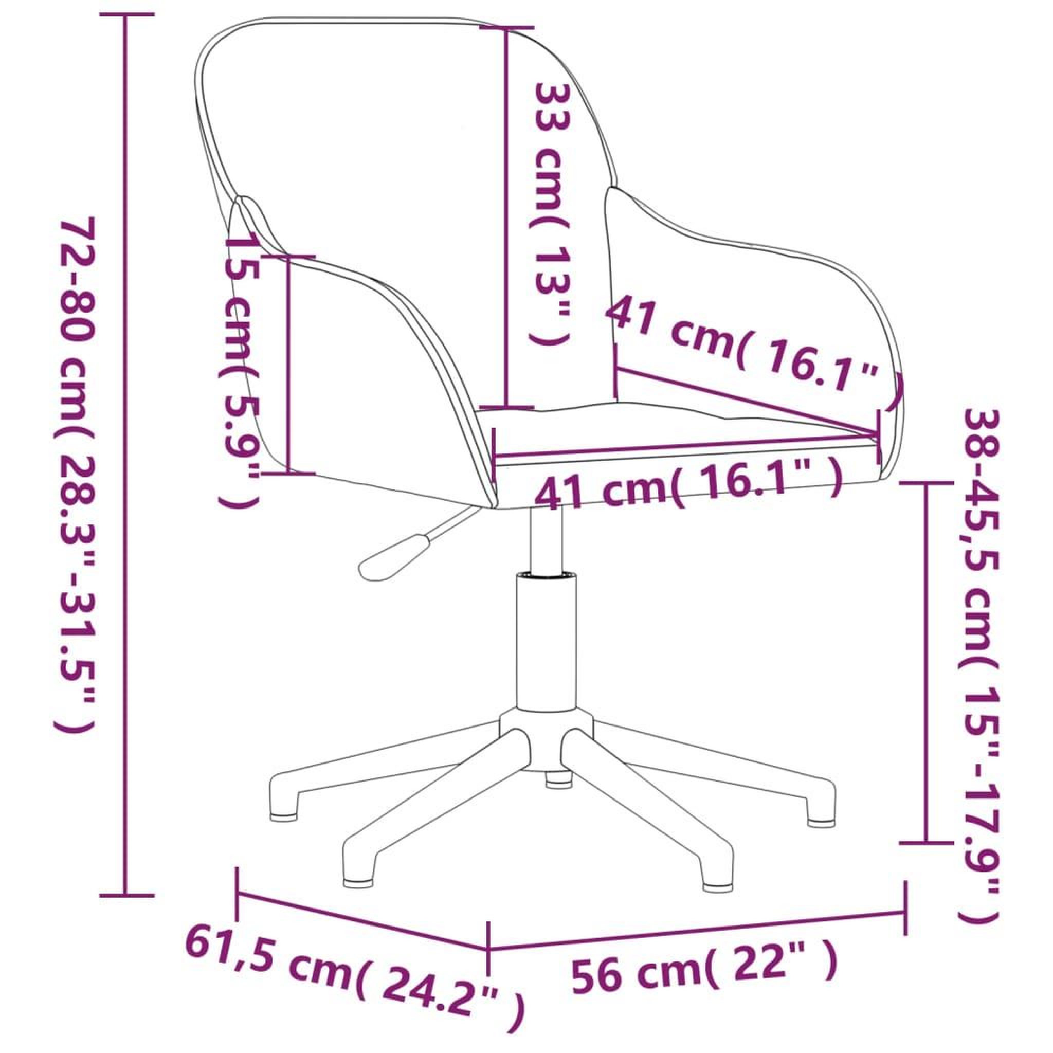 Voir la diapositive 6 : VIDAXL Chaise pivotante de bureau Noir Velours