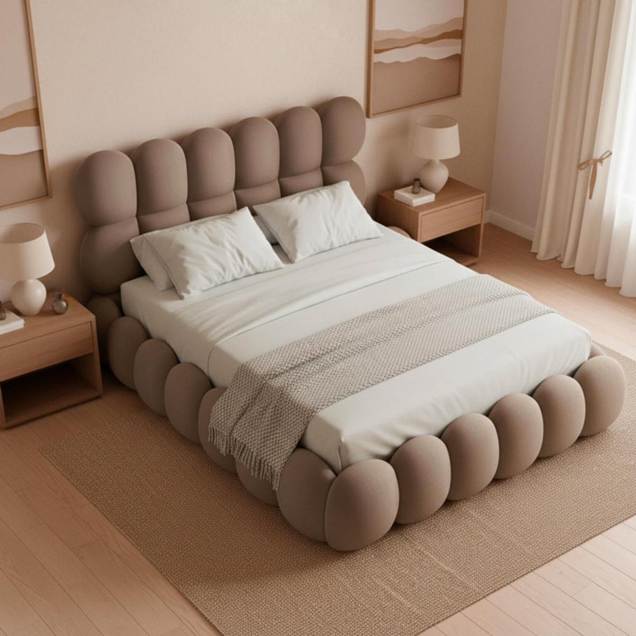 Voir la diapositive 6 : Paris Prix Pack lit coffre en velours & matelas  bubble & goodream  160x200cm taupe