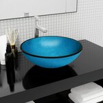 VIDAXL Lavabo Verre trempe 42x14 cm Bleu