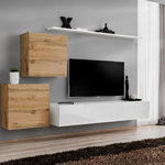 Paris Prix Meuble TV Mural Design  Switch V  250cm Naturel & Blanc