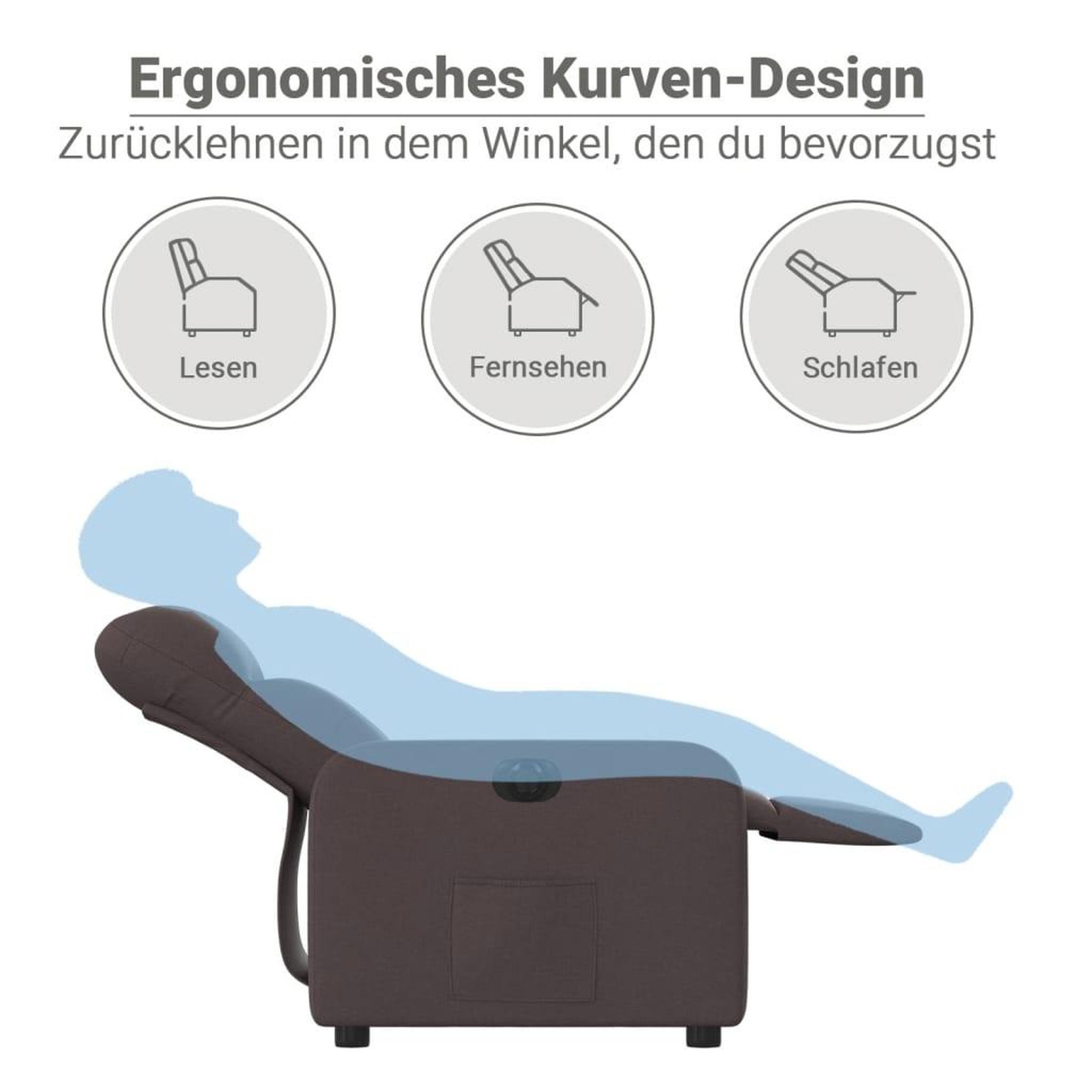 Voir la diapositive 6 : VIDAXL Fauteuil inclinable electrique Marron fonce Tissu