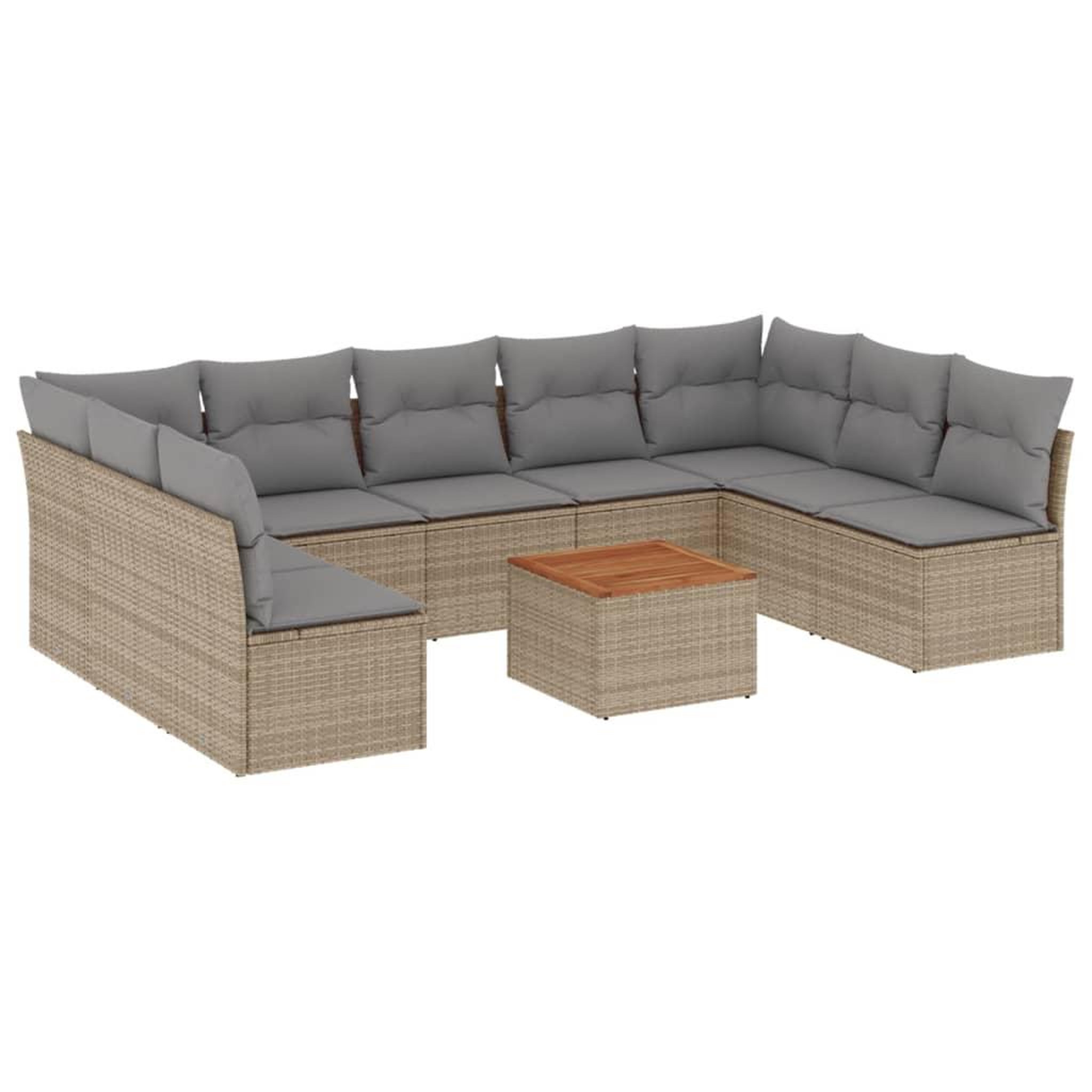 Voir la diapositive 2 : VIDAXL Salon de jardin avec coussins 10 pcs beige resine tressee