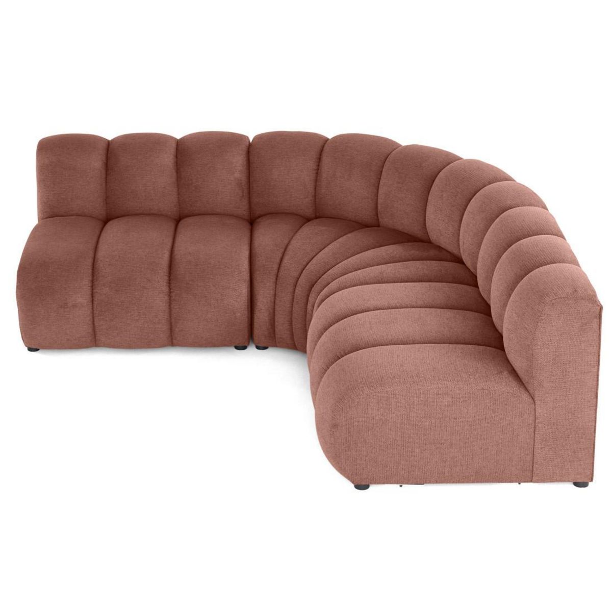 LISA DESIGN Debbie - canapé modulable d'angle réversible 4 places sans accoudoirs en tissu texturé