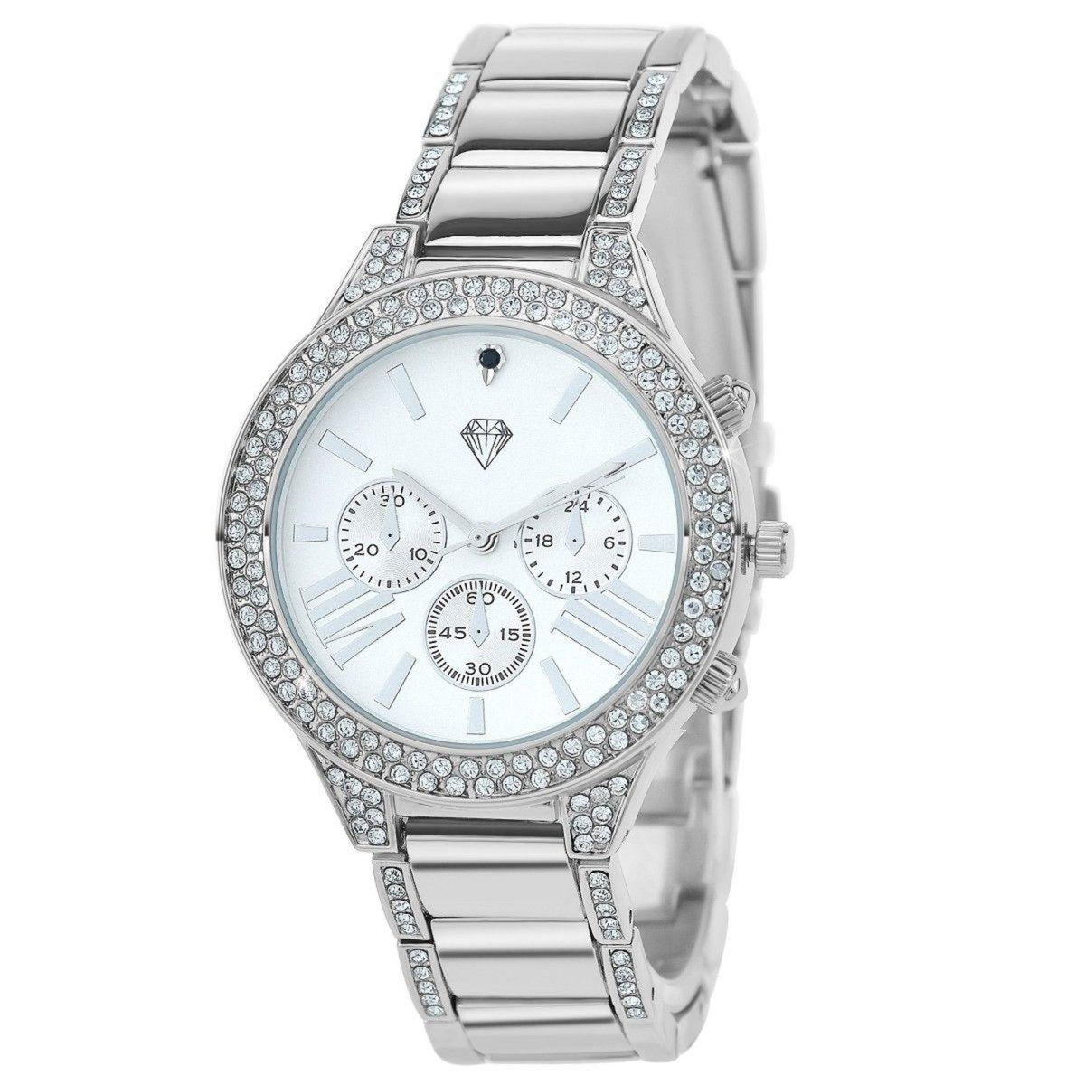 SC CRYSTAL Montre Angelina élégante ornée de Cristaux scintillants et d'un véritable diamant noir par SC Crystal