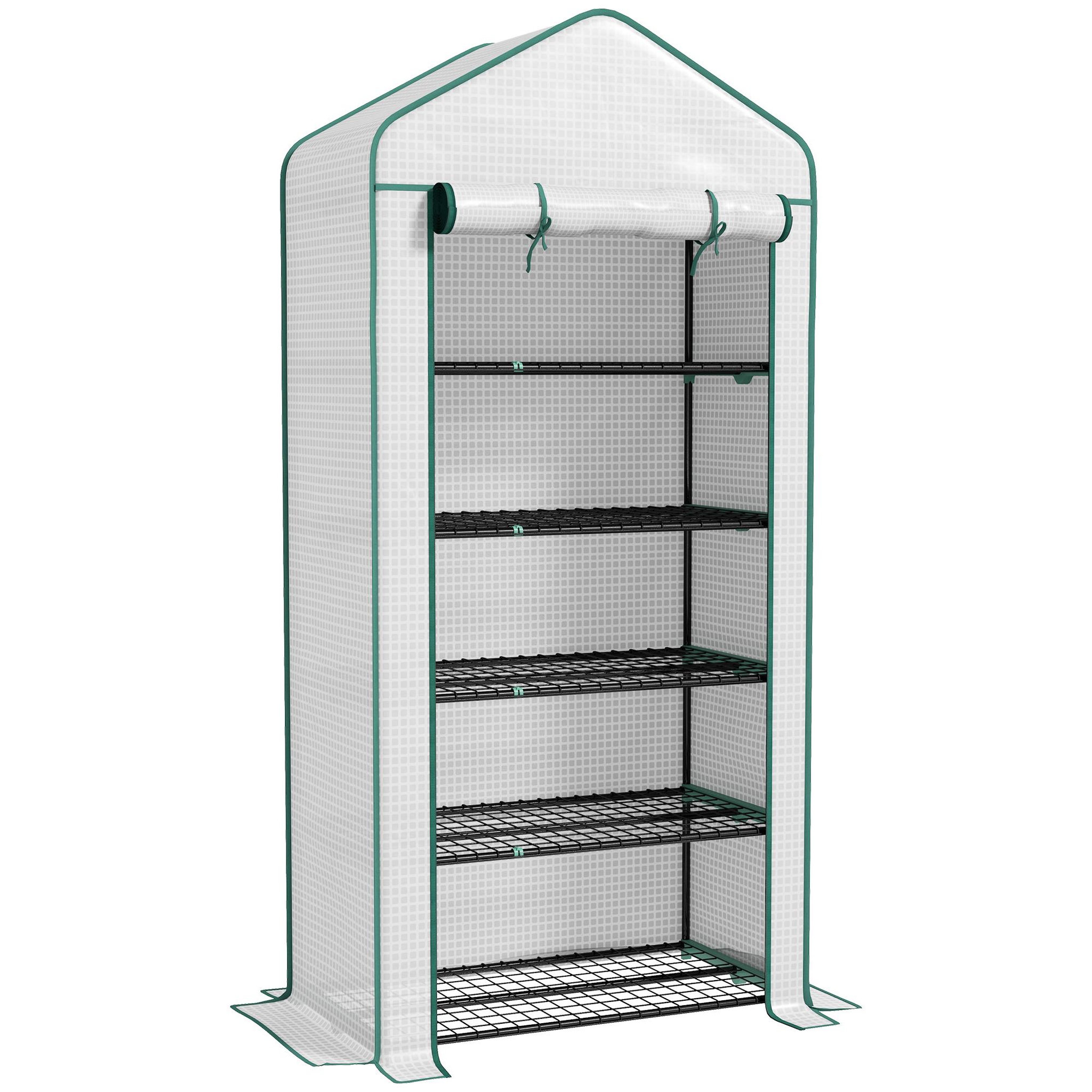 OUTSUNNY Serre de jardin balcon 5 niveaux porte acier PE blanc
