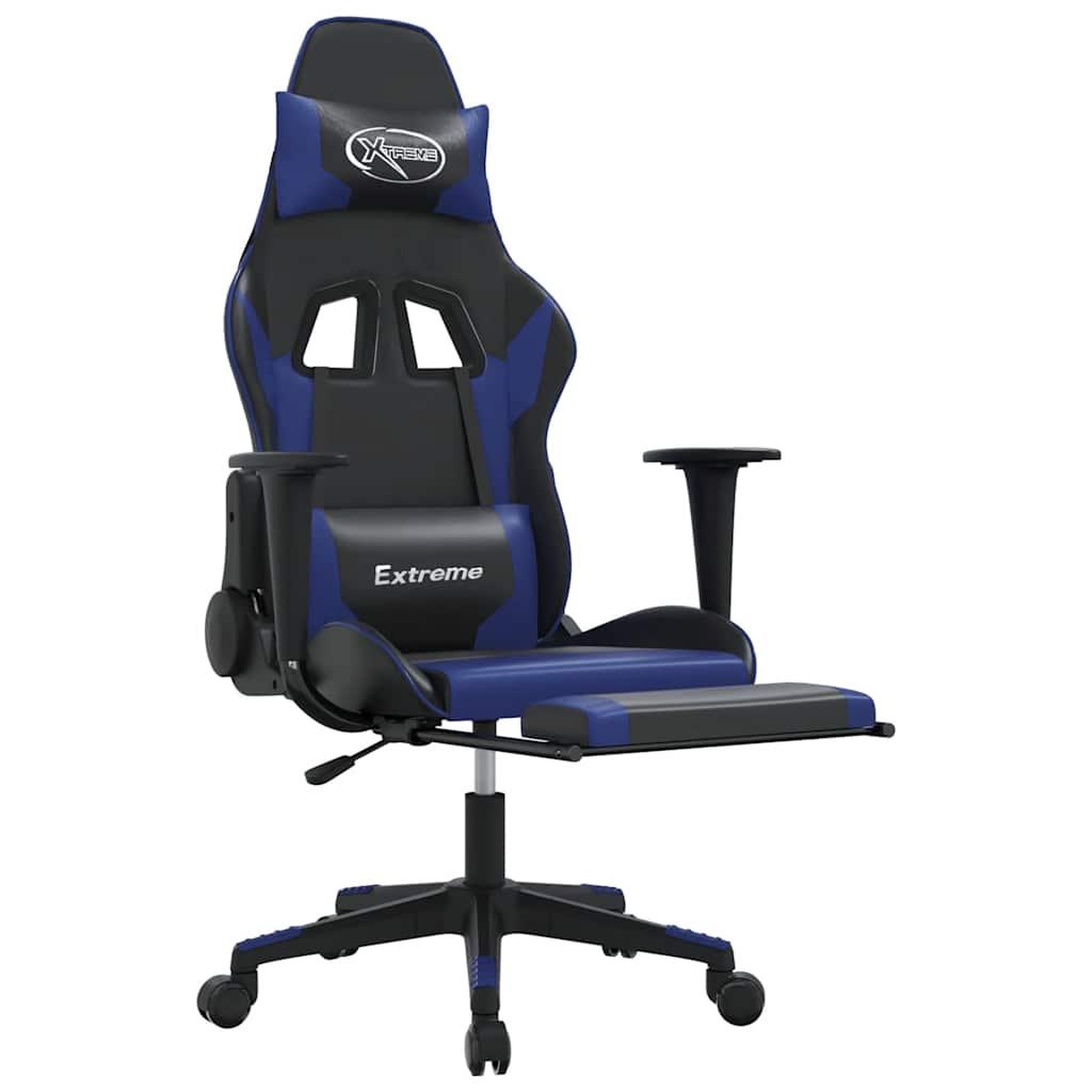 Voir la diapositive 3 : VIDAXL Chaise de jeu de massage et repose-pied Noir et bleu Similicuir