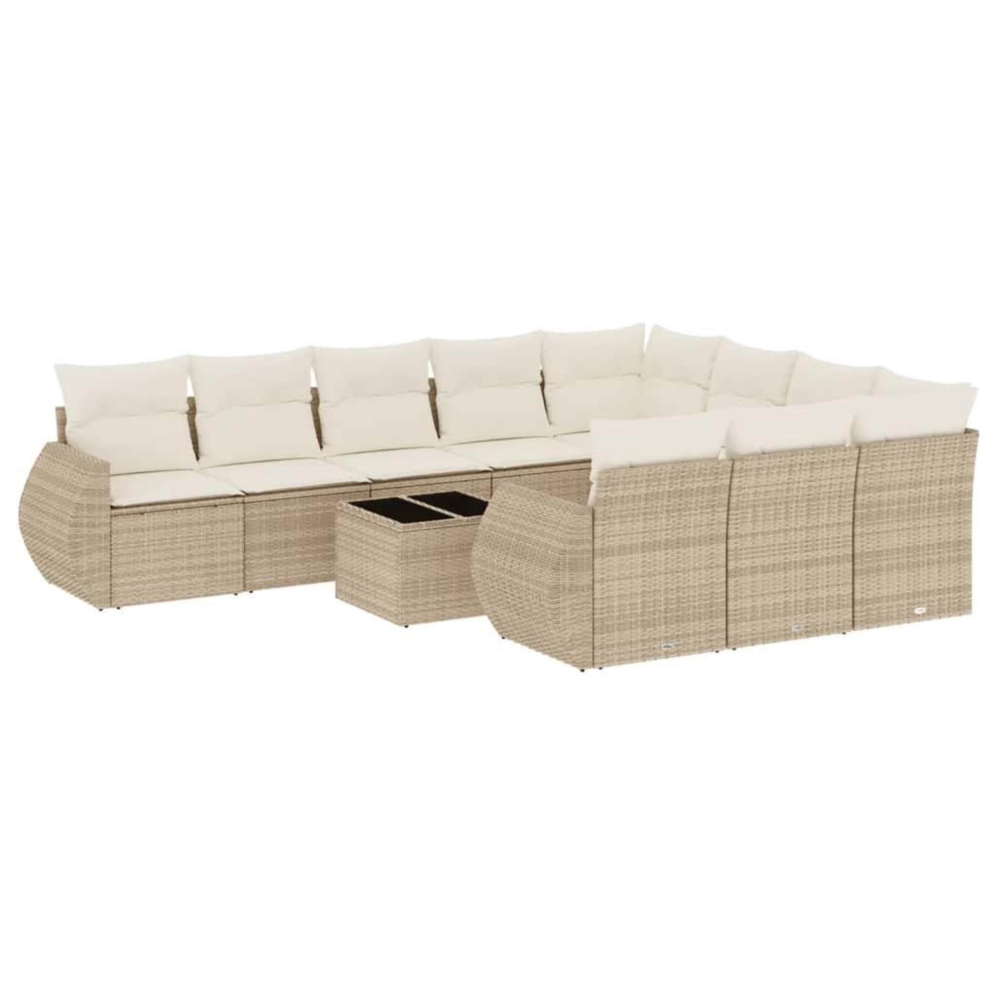 Voir la diapositive 2 : VIDAXL Salon de jardin 11 pcs avec coussins beige resine tressee