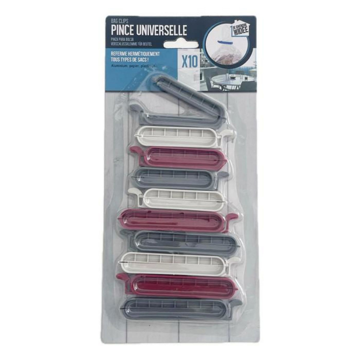 Paris Prix Lot de 10 Pinces  Ferme Sachet  10cm Multicolore