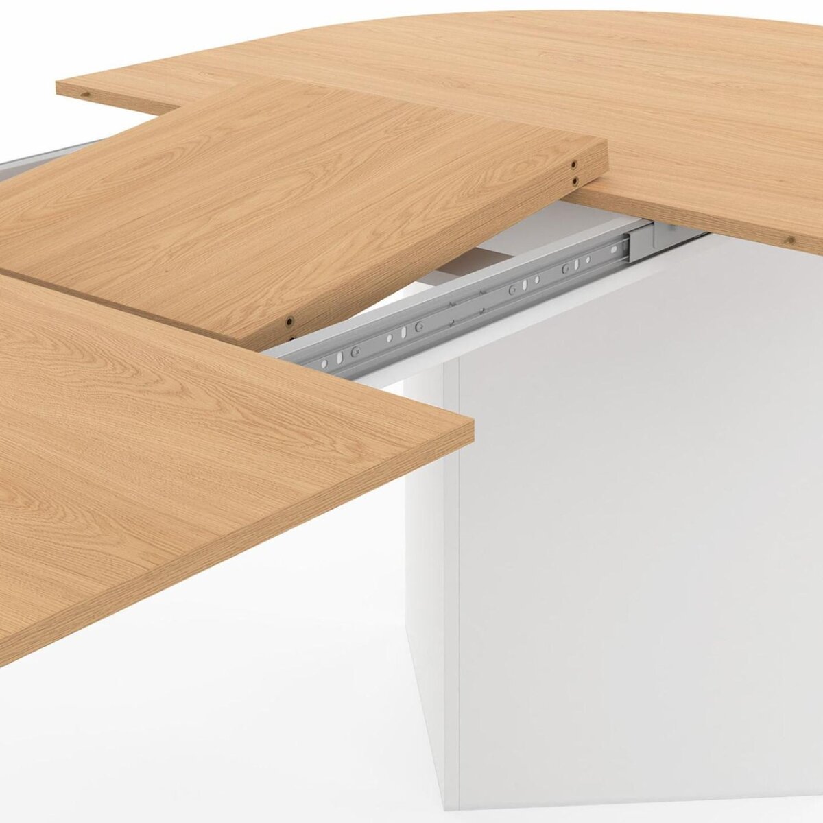 ID MARKET Table à manger extensible ovale MARTHE 6 -10 personnes bois façon hêtre et blanc 160-200 cm