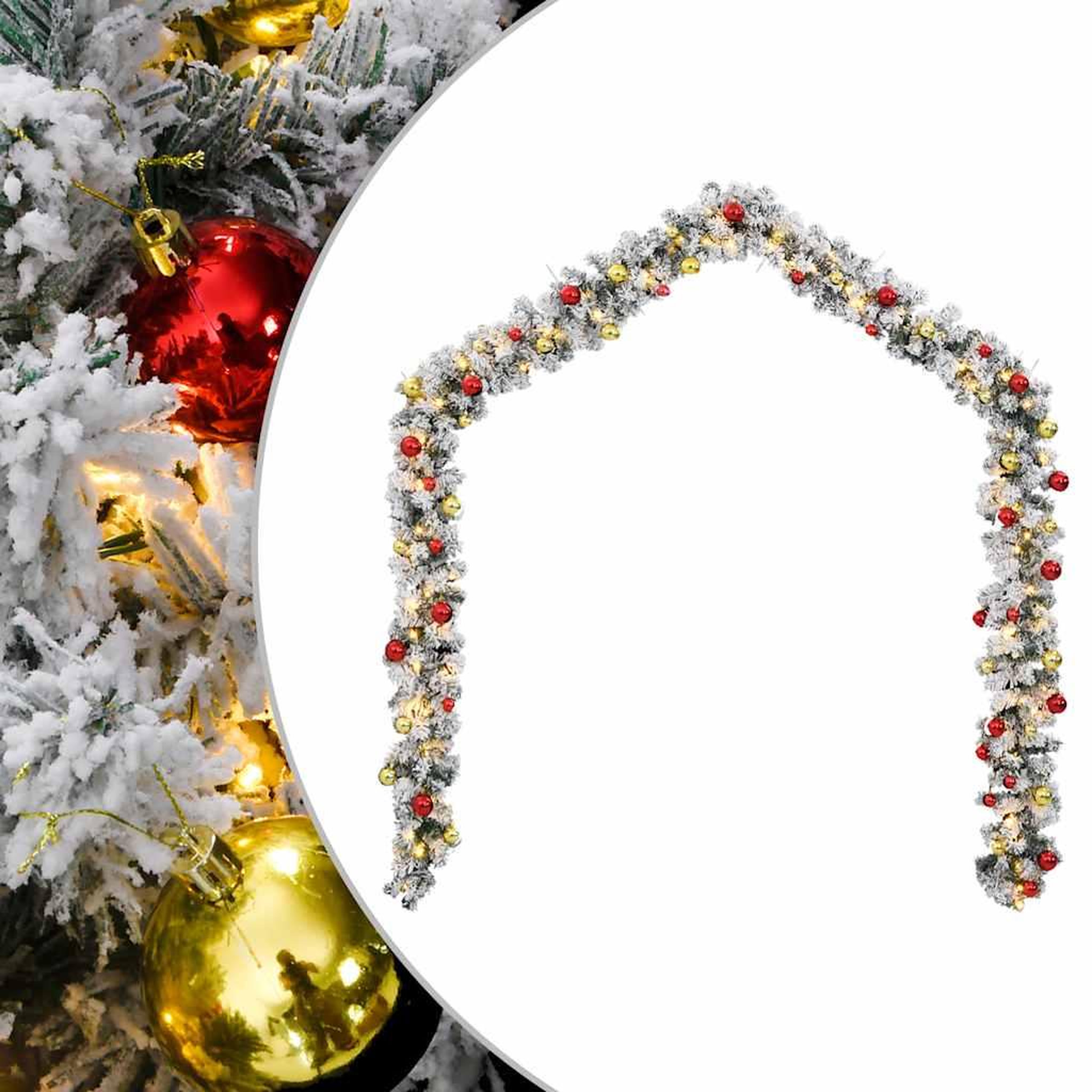 VIDAXL Guirlande de Noël avec boules et lumieres LED vert 5 m PVC