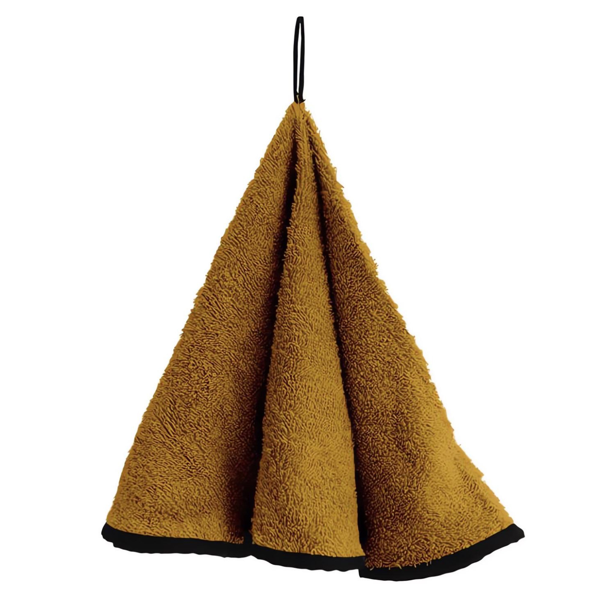 SOLEIL D'OCRE Torchon rond en coton EPONGE jaune, par Soleil d'ocre