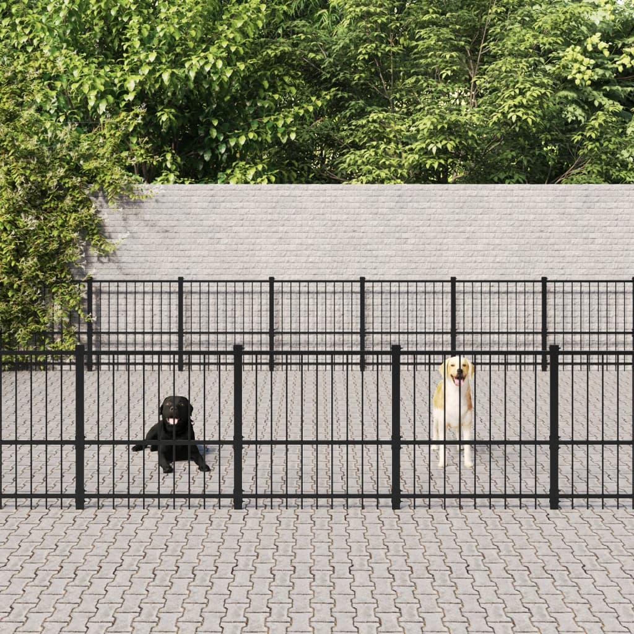 Voir la diapositive 1 : VIDAXL Chenil d'exterieur pour chiens Acier 59,28 m²