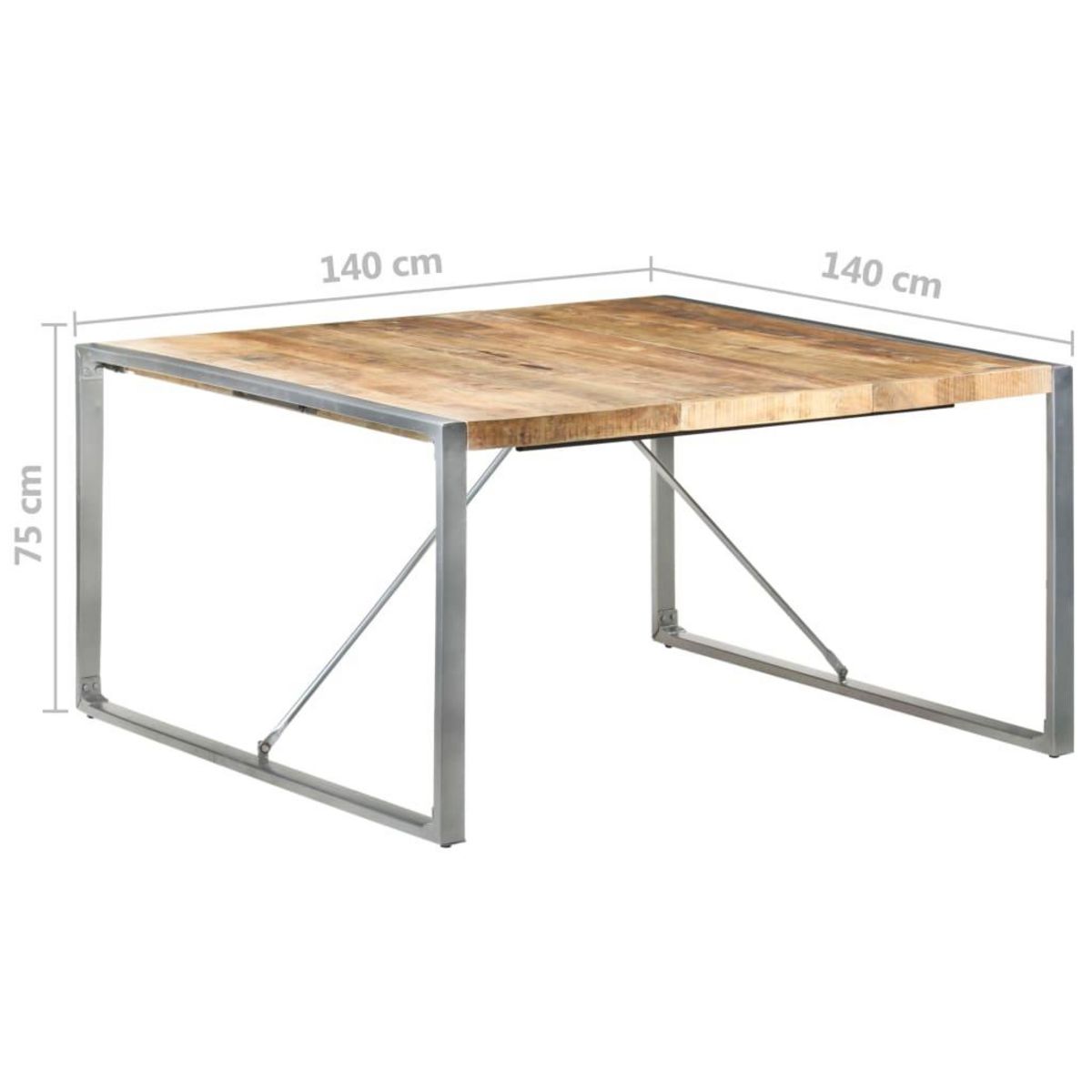VIDAXL Table a manger 140x140x75 cm Bois de manguier brut