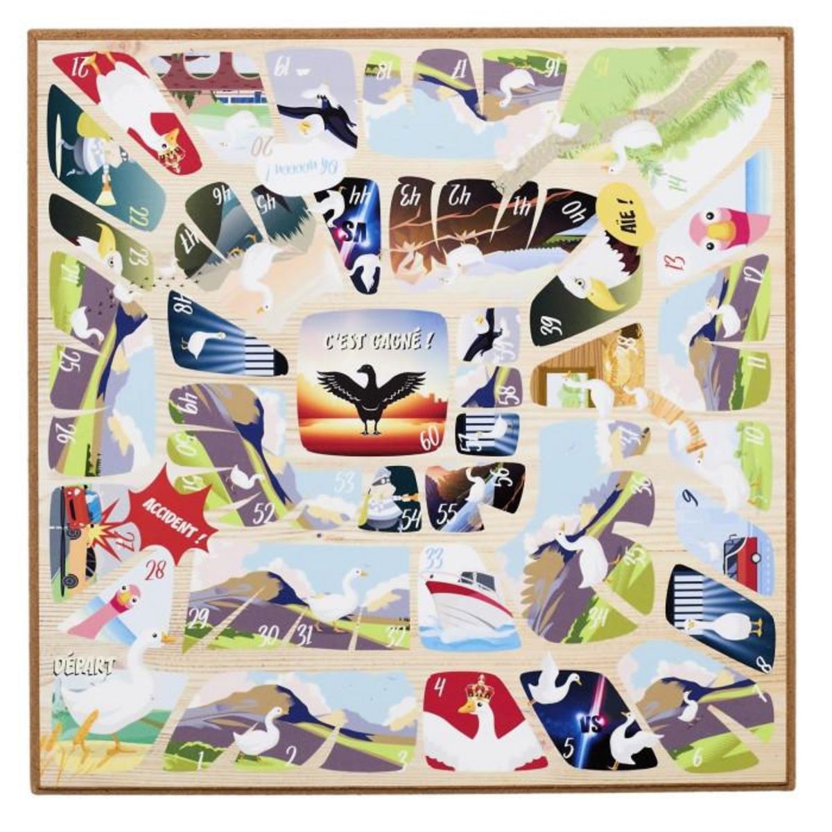 Paris Prix Jeu de l'Oie en Bois  Vintage  29cm Multicolore