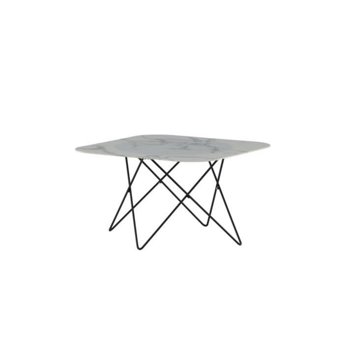 Paris Prix Table Basse en Verre Marbré  Tristar  80cm Blanc