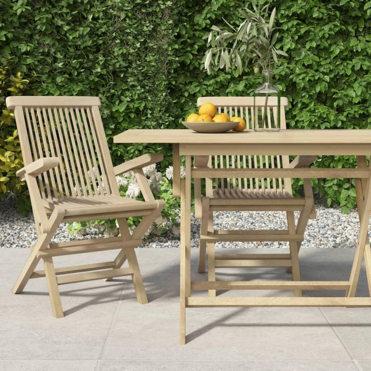 VIDAXL Chaises de jardin pliantes lot de 2 gris 56x61x89cm bois teck