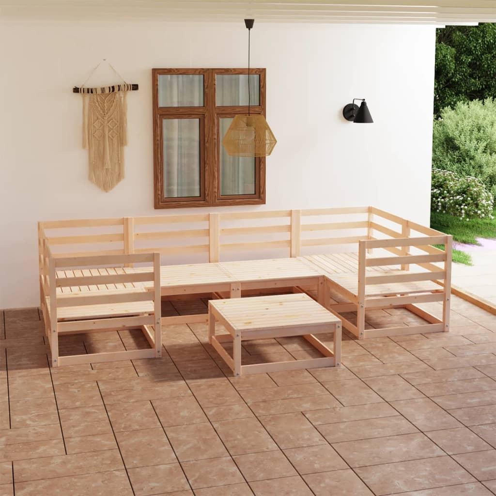 Voir la diapositive 1 : VIDAXL Salon de jardin 7 pcs Bois de pin massif