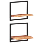 VIDAXL Etageres murales 2 pcs 40x24x35 cm Bois d'acacia et acier
