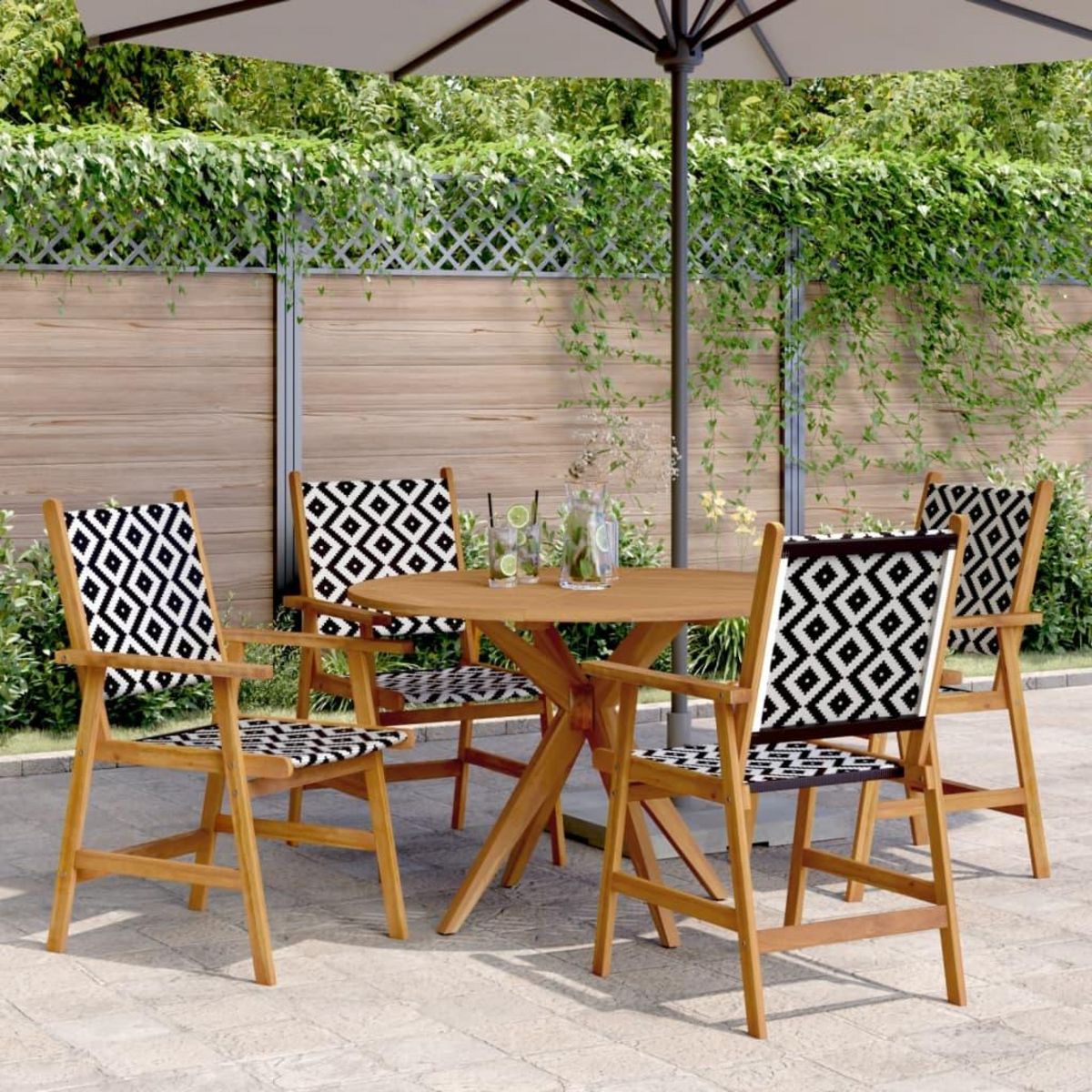 VIDAXL Ensemble a manger de jardin 5 pcs Bois d'acacia solide