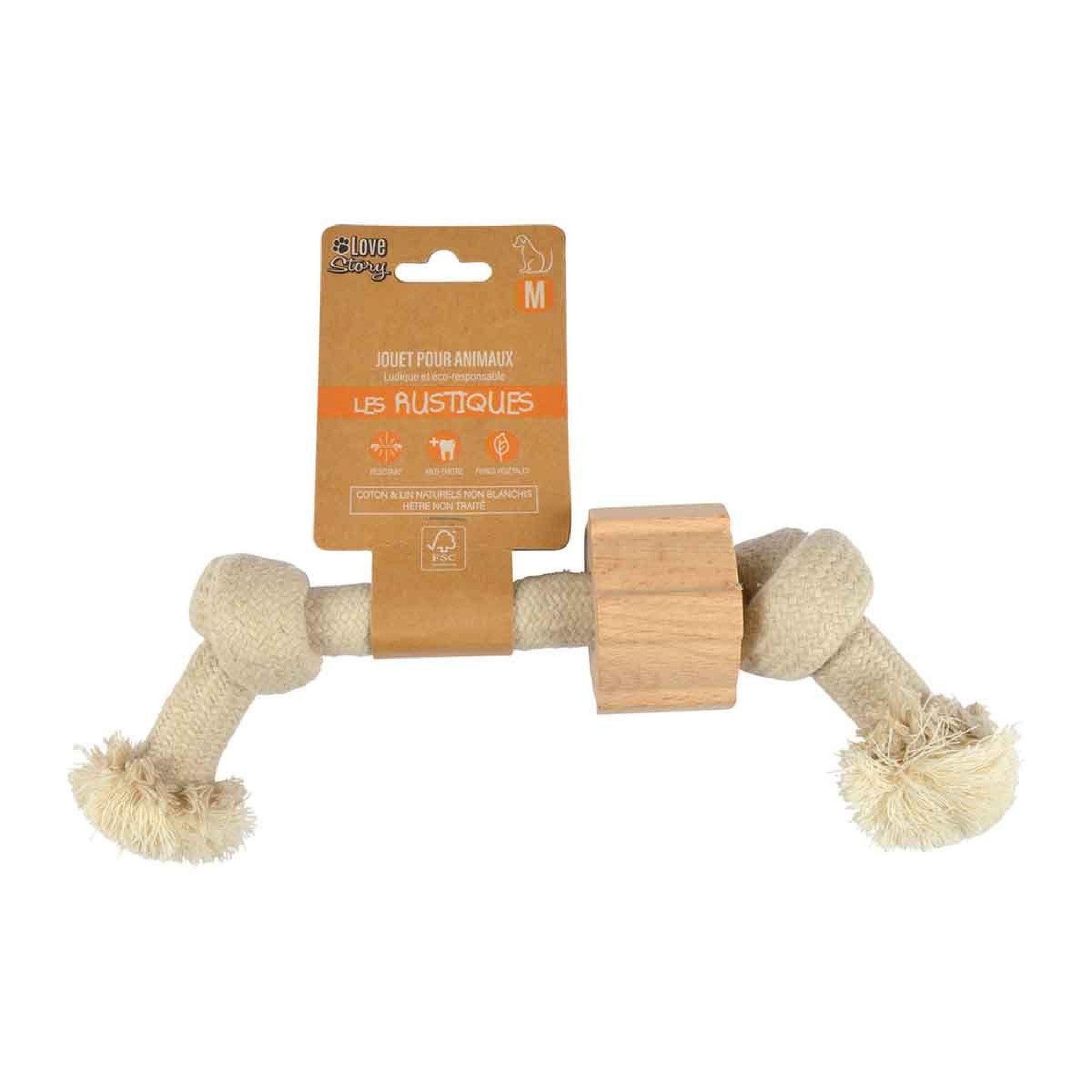 Voir la diapositive 4 : LOVE STORY Jouet pour chien  corde 2 nœuds  30cm naturel