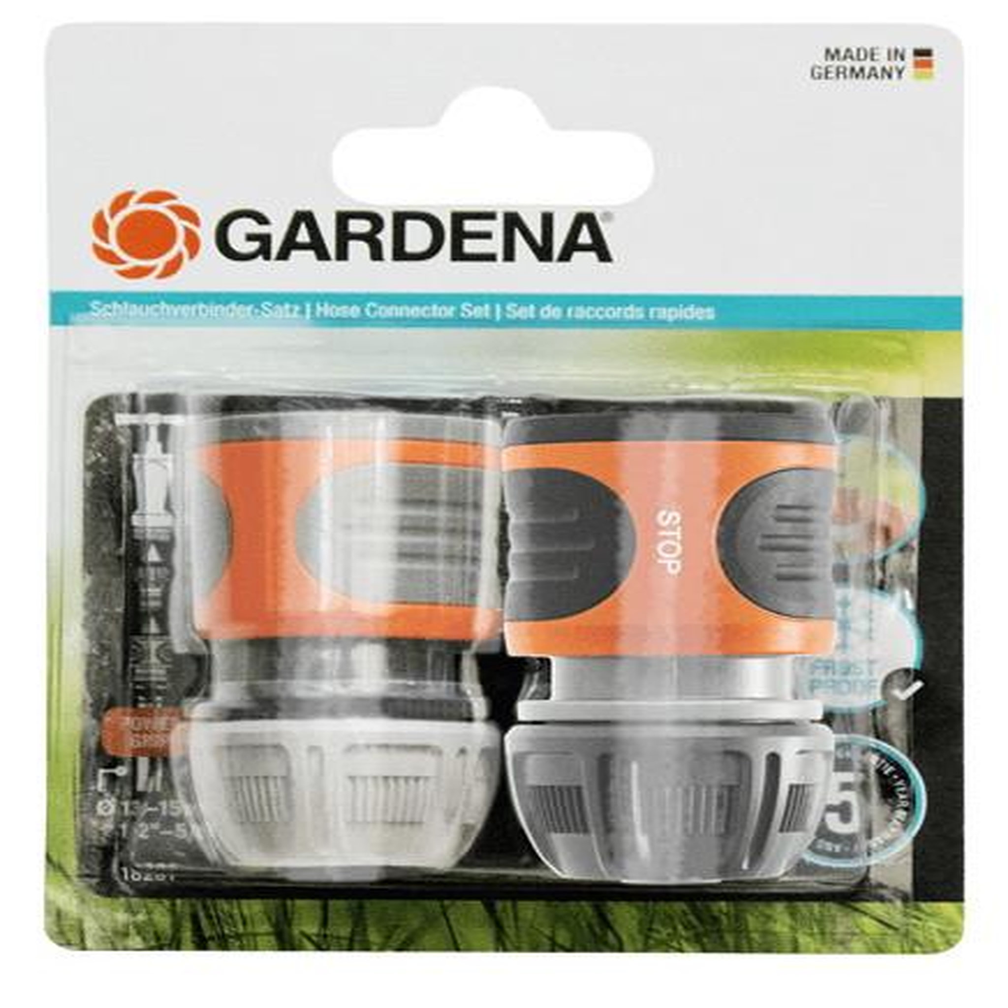 Gardena 2 raccords rapides pour tuyaux d'arrosage - 13 mm 1/2 - 15 mm 5/8