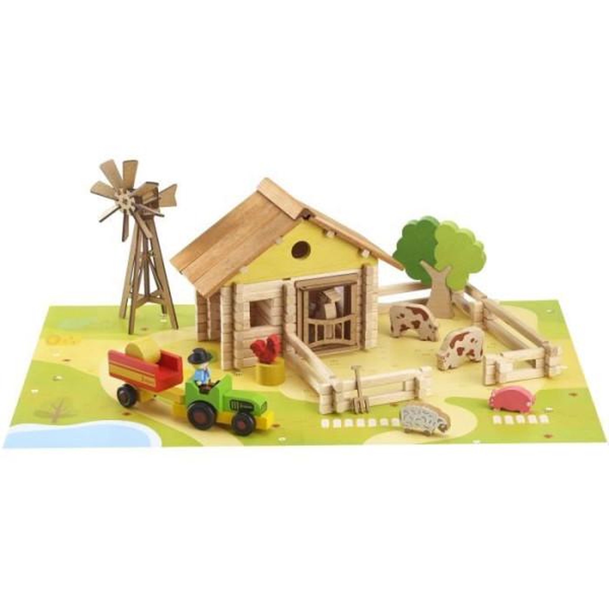 Voir la diapositive 2 : JeuJura Ma ferme en bois - Jeu de construction - JEUJURA - 145 pieces