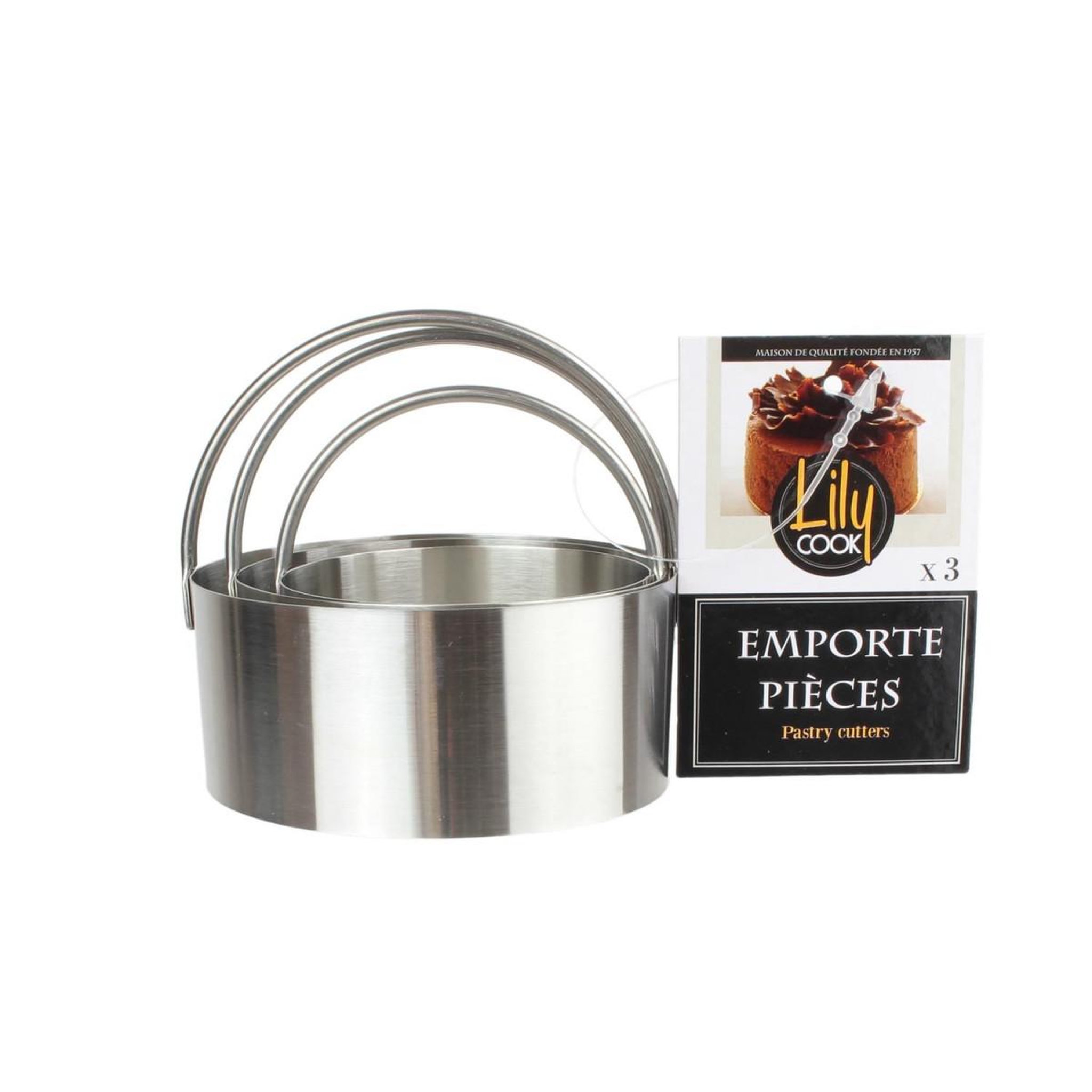 Voir la diapositive 4 : Lily Cook Lot de 3 emporte-pièces inox  rond  8cm argent