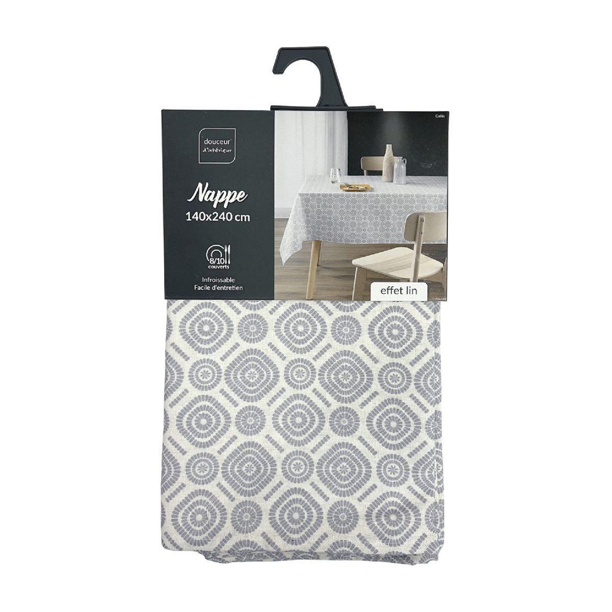 Voir la diapositive 4 : Douceur d'Intérieur Nappe infroissable imprimée  callis  140x240cm gris