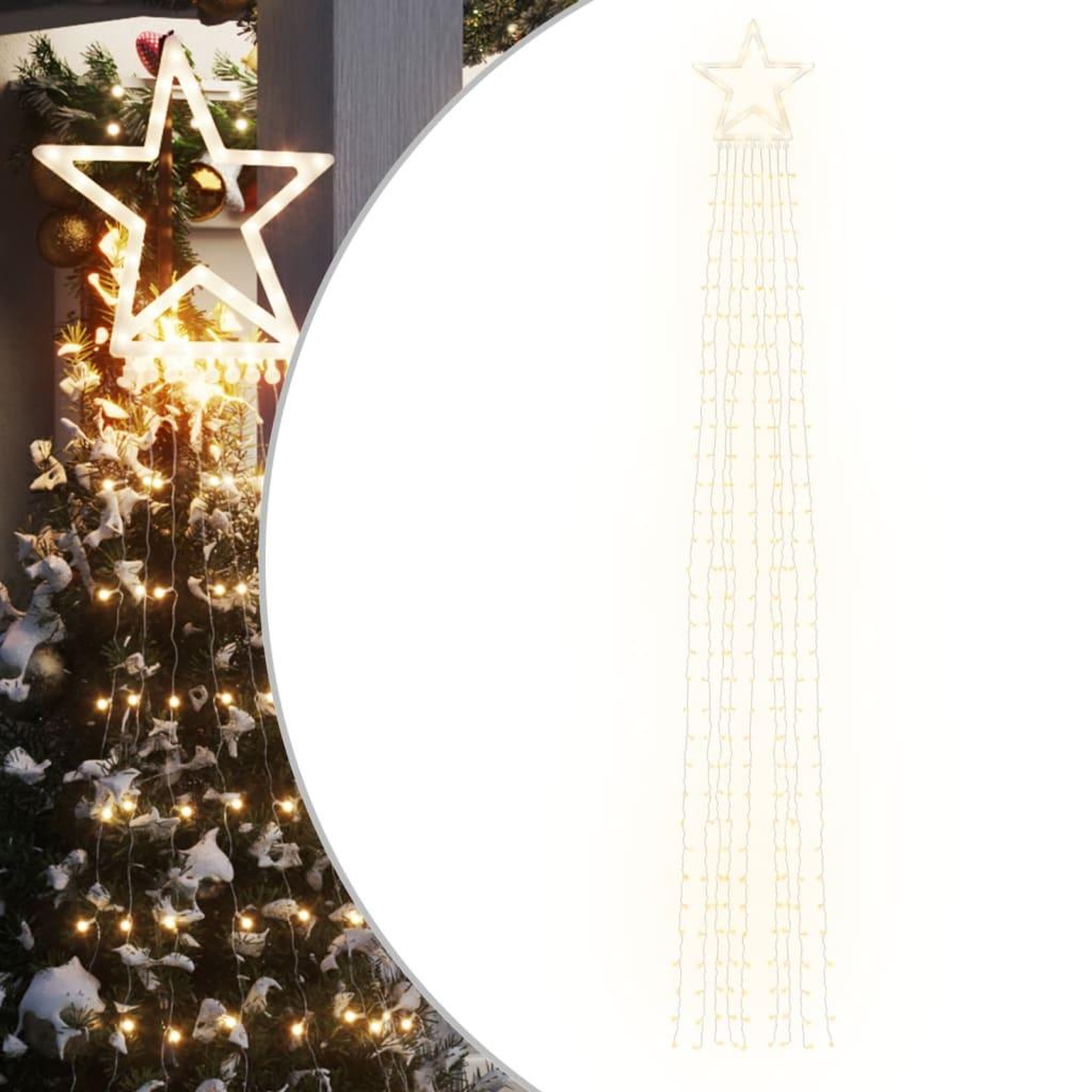 Voir la diapositive 2 : VIDAXL Guirlande de sapin de Noël 320 LED blanc chaud 375 cm
